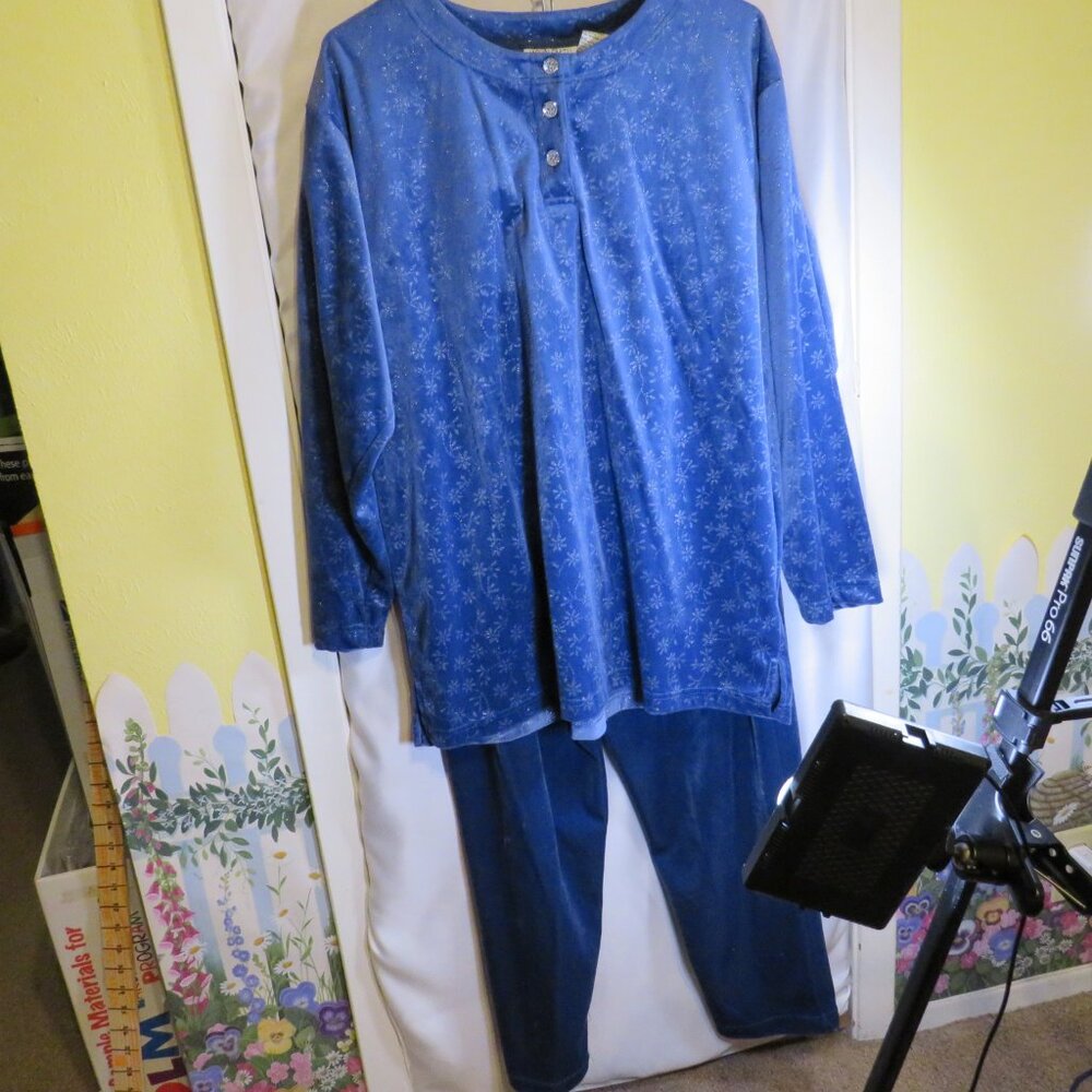 Jaclyn Smith Sport Velour Snowflake Loungewear 2pc Set Sparkly Holiday Winter